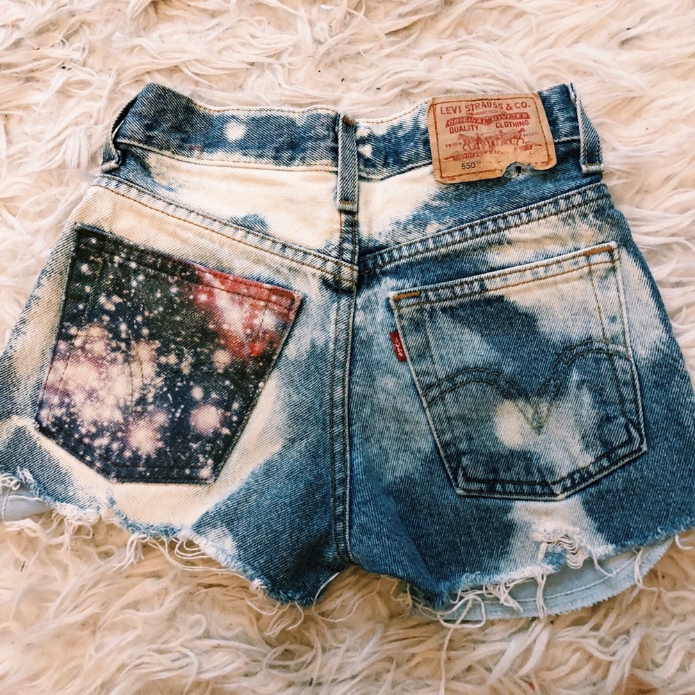 Levi’s Acid Wash Galaxy Pocket High Waisted Shorts